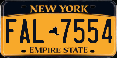 NY license plate FAL7554