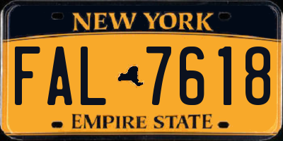 NY license plate FAL7618