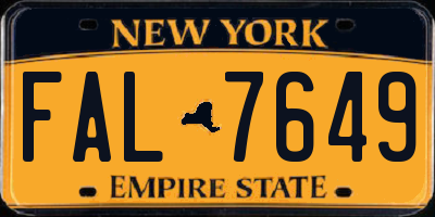 NY license plate FAL7649