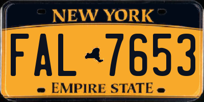 NY license plate FAL7653