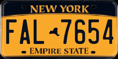 NY license plate FAL7654