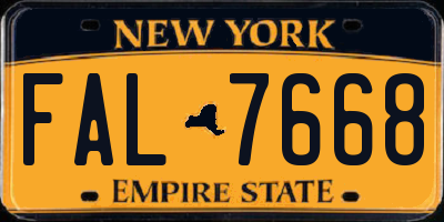 NY license plate FAL7668