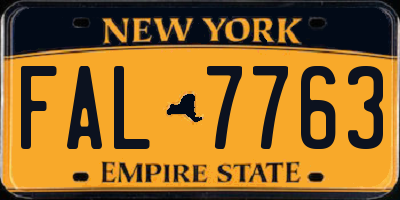NY license plate FAL7763