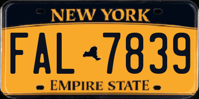 NY license plate FAL7839