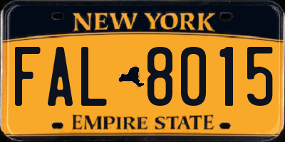 NY license plate FAL8015