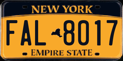 NY license plate FAL8017