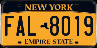 NY license plate FAL8019