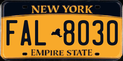 NY license plate FAL8030