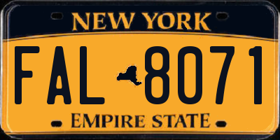 NY license plate FAL8071