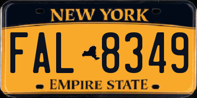 NY license plate FAL8349