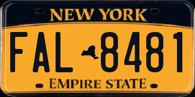 NY license plate FAL8481