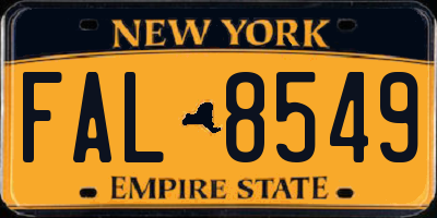 NY license plate FAL8549