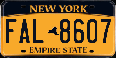 NY license plate FAL8607