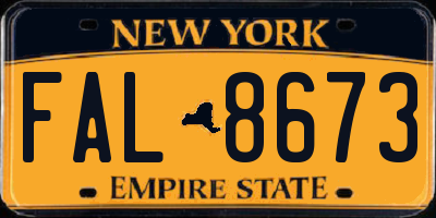 NY license plate FAL8673