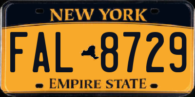 NY license plate FAL8729