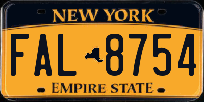 NY license plate FAL8754