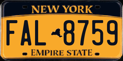 NY license plate FAL8759
