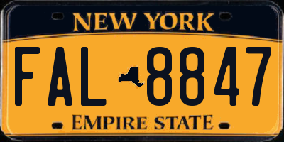 NY license plate FAL8847