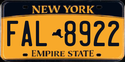 NY license plate FAL8922