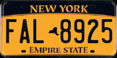 NY license plate FAL8925