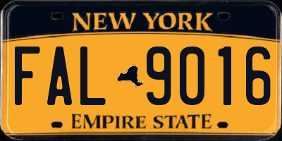 NY license plate FAL9016