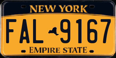 NY license plate FAL9167