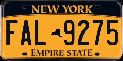 NY license plate FAL9275
