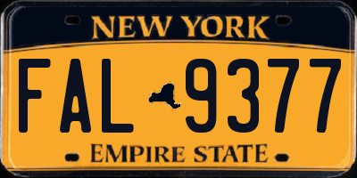 NY license plate FAL9377