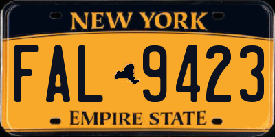 NY license plate FAL9423