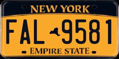 NY license plate FAL9581