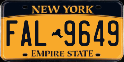 NY license plate FAL9649