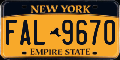 NY license plate FAL9670