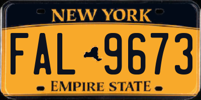 NY license plate FAL9673
