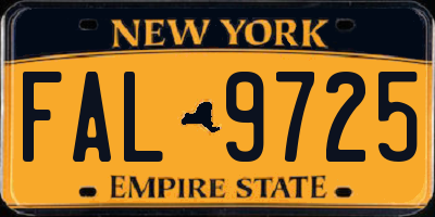 NY license plate FAL9725