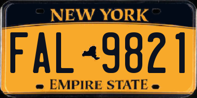 NY license plate FAL9821