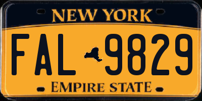 NY license plate FAL9829