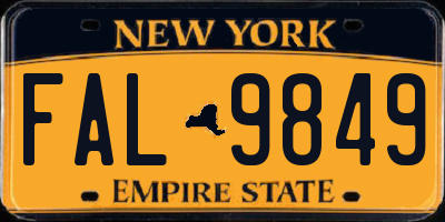 NY license plate FAL9849