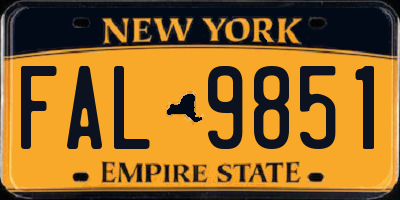 NY license plate FAL9851