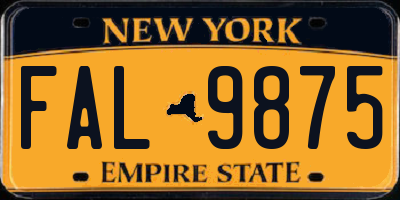 NY license plate FAL9875