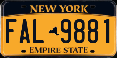 NY license plate FAL9881
