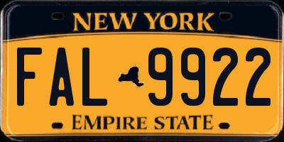 NY license plate FAL9922