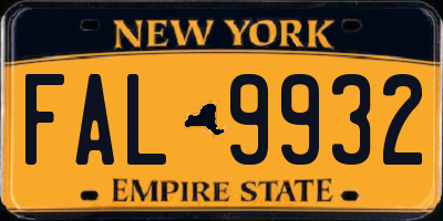 NY license plate FAL9932