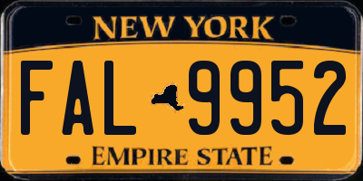 NY license plate FAL9952