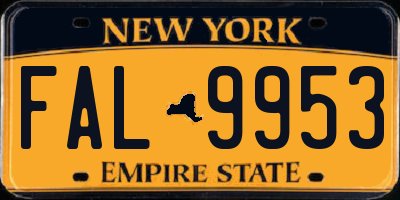 NY license plate FAL9953