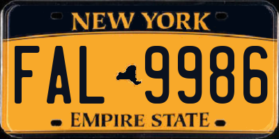 NY license plate FAL9986