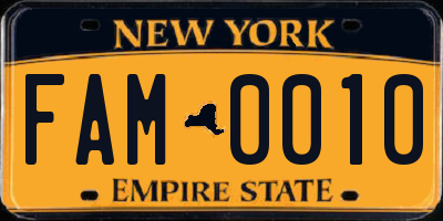 NY license plate FAM0010