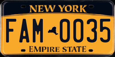 NY license plate FAM0035