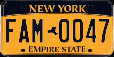 NY license plate FAM0047