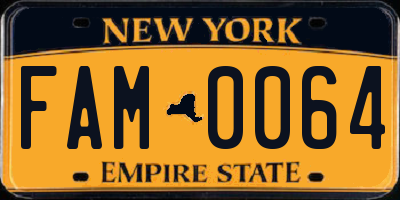 NY license plate FAM0064