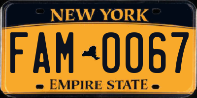NY license plate FAM0067